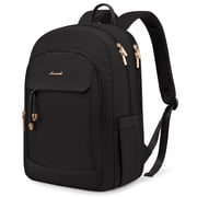 LOVEVOOK Laptop Backpack for Women, 15.6 inch Waterproof College Backpack Woman with Laptop Compartment Computer Bag Travel Backpack Purse, Large Black Computer Daypack for Work Casual