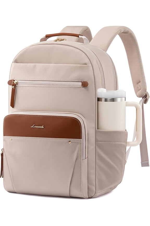 Laptop Backpack for Women with 2X Extra-Large Tumbler Pockets, 15.6" Work Backpack Purse, Travel Personal Item Bag, Carry On Business Computer Bag for Office, School, or Gift, Sage Green