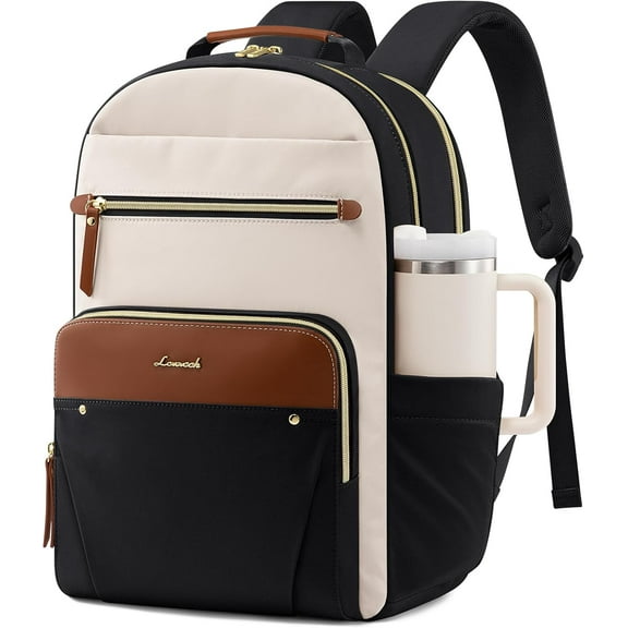 LOVEVOOK Laptop Backpack for Women with 2X Extra-Large Tumbler Pockets, 15.6" Work Backpack Purse, Travel Personal Item Bag, Carry On Business Computer Bag for Office, School, or Gift, Sage Green