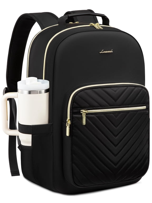Laptop Backpack for Women with Giant Tumbler Holder 15.6 in, Travel Backpack Laptop Bag College Backpack, Quilted Work Nurse Teacher Backpack Purse Computer Bag Casual Daypack