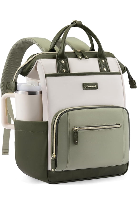 Laptop Backpack for Women with Giant Tumbler Holder,15.6 inch Professional Nurse Teacher Backpack Computer Laptop Bag,Cute Waterproof Travel Backpack Purse Work College Bag