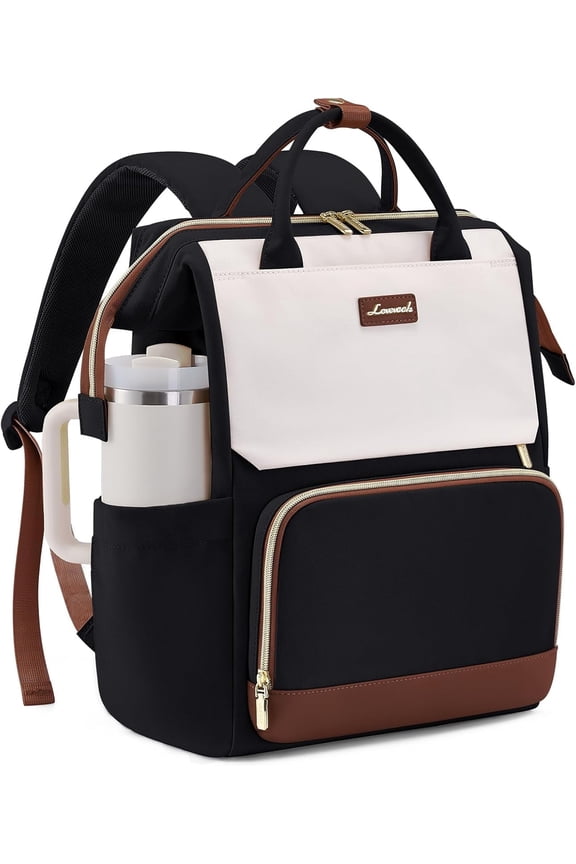 Laptop Backpack for Women with Giant Tumbler Holder Pocket, 15.6 inch Travel Work Backpack Purse for Nurse Teacher, Waterproof Bag College Bookbag Cute Casual Daypack