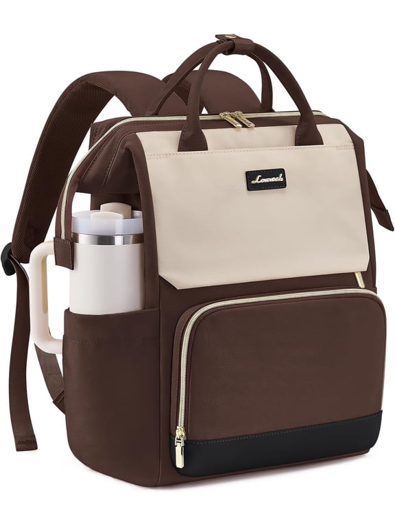 Laptop Backpack for Women with Giant Tumbler Holder Pocket, 15.6 inch Travel Work Backpack Purse for Nurse Teacher, Waterproof Bag College Bookbag Cute Casual Daypack