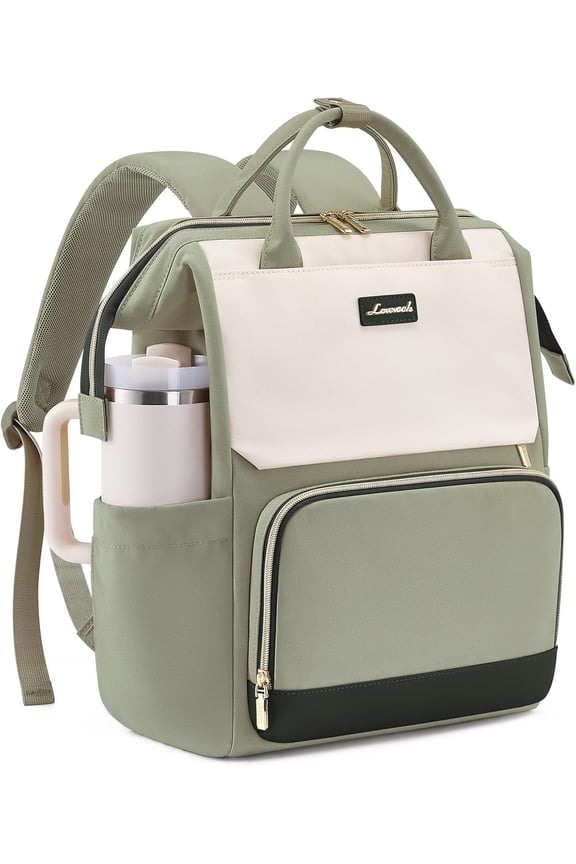 Laptop Backpack for Women with Giant Tumbler Holder Pocket, 15.6 inch Travel Work Backpack Purse for Nurse Teacher, Waterproof Bag College Bookbag Cute Casual Daypack