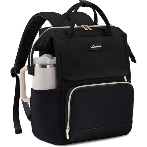LOVEVOOK Laptop Backpack for Women with Giant Tumbler Holder Pocket, 15.6 inch Travel Work Backpack Purse for Nurse Teacher, Waterproof College Bookbag Cute Casual Daypack