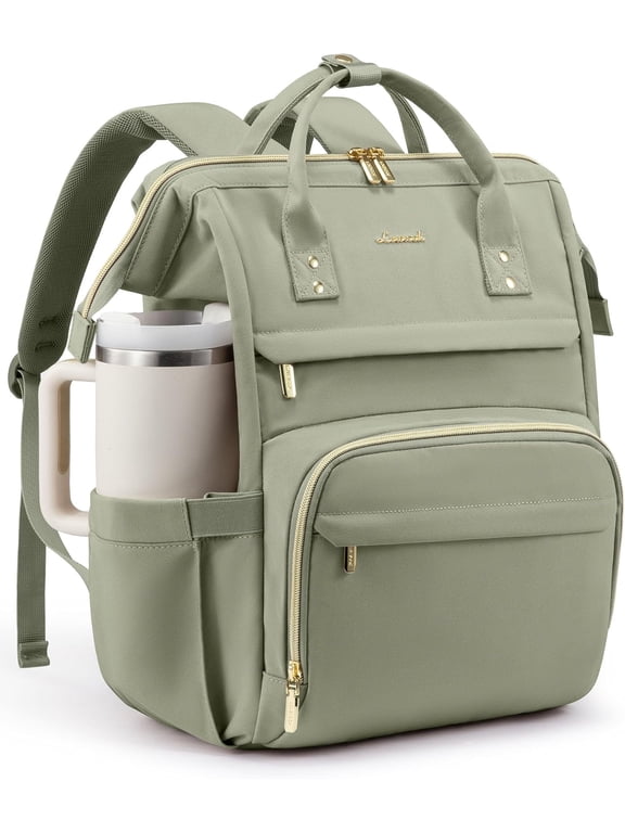 Laptop Backpack for Women with Giant Tumbler Holder Pocket,15.6 inch Waterproof Travel Backpack Purse Computer Laptop Bag,Professional Work College Nurse Teacher Backpack Casual Daypack