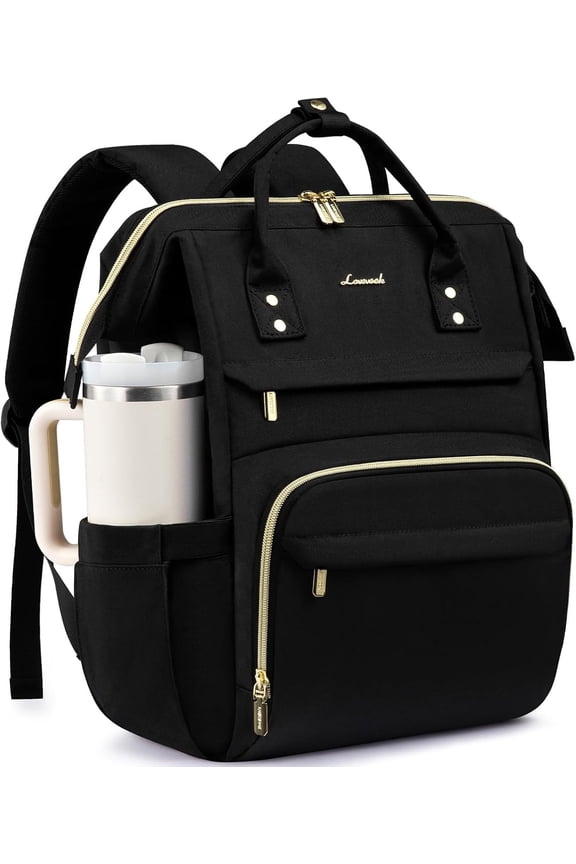 Laptop Backpack for Women with Giant Tumbler Holder Pocket,15.6 inch Waterproof Travel Backpack Purse Computer Laptop Bag,Professional Work College Nurse Teacher Backpack Casual Daypack