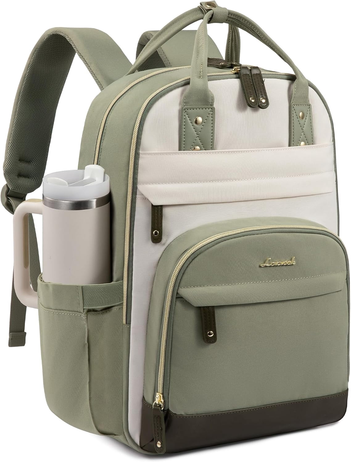 LOVEVOOK Laptop Backpack for Women with Giant Tumbler Holder Pocket,17.3 inch College Book Bag Nurse Teacher Backpack,Waterproof Work Travel Backpack Purse Laptop Computer Bag