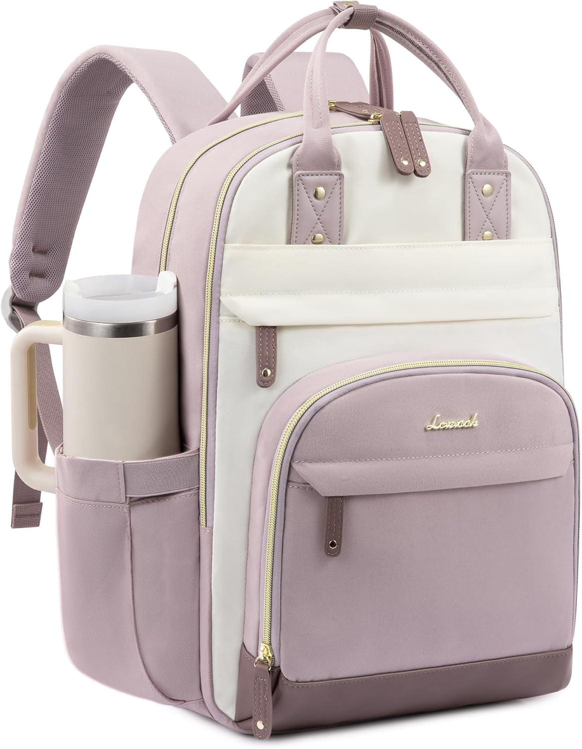 LOVEVOOK Laptop Backpack for Women with Giant Tumbler Holder Pocket,17.3 inch College Book Bag Nurse Teacher Backpack,Waterproof Work Travel Backpack Purse Laptop Computer Bag
