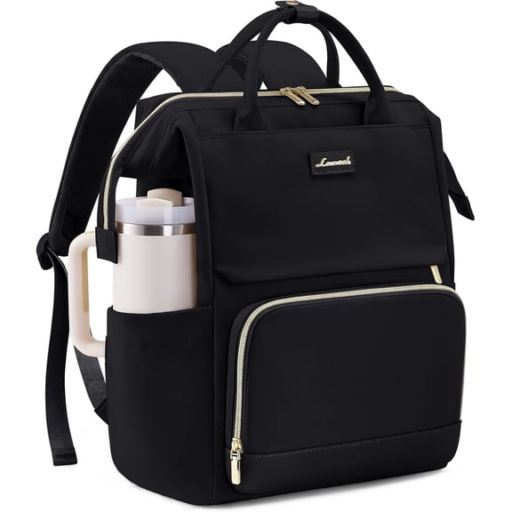 LOVEVOOK Laptop Backpack for Women with Giant Tumbler Holder Pocket, 17 inch Travel Work Backpack Purse for Nurse Teacher, Waterproof College Bookbag Cute Casual Daypack