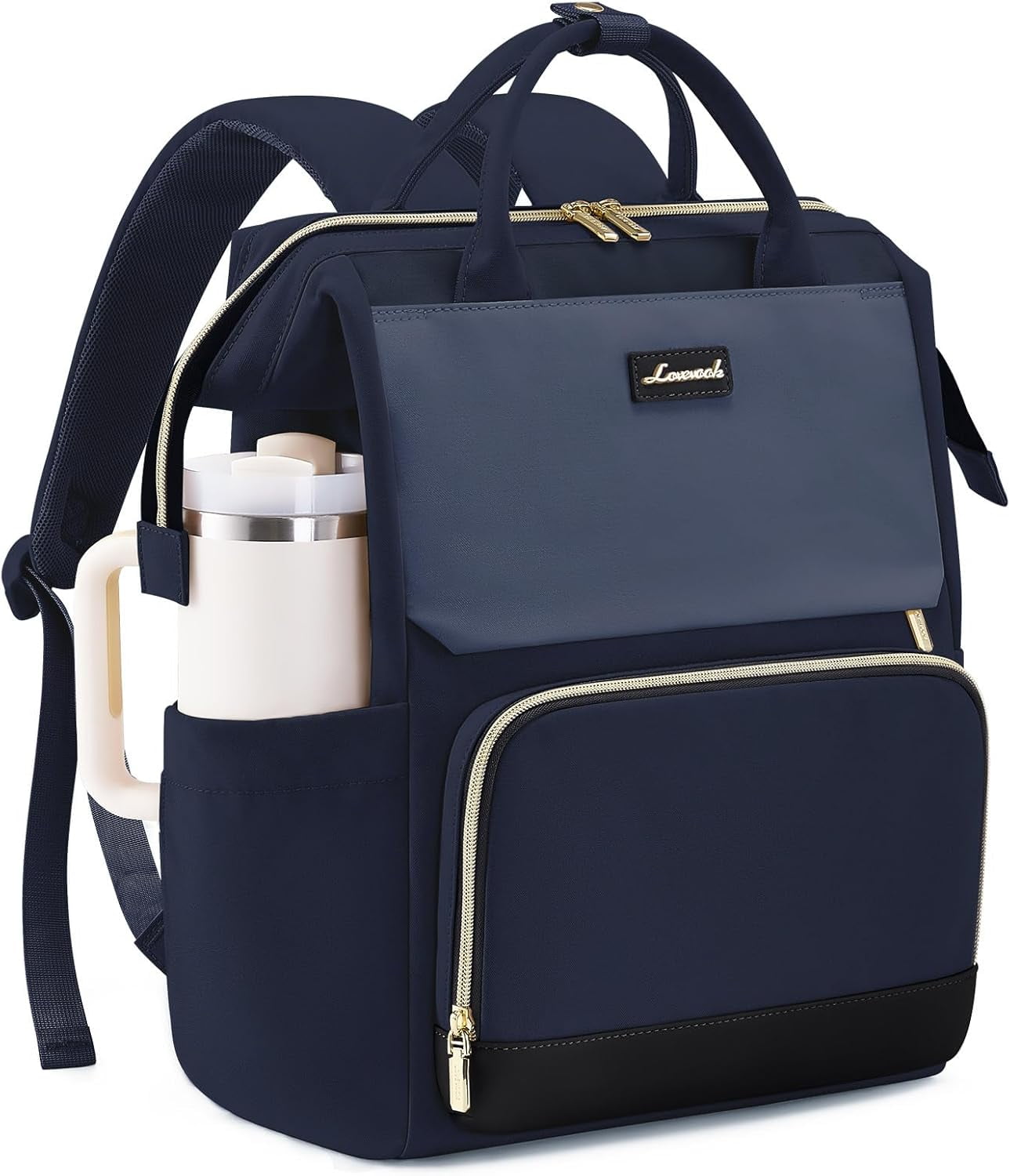 LOVEVOOK Laptop Backpack for Women with Giant Tumbler Pockets, 15.6 Inch Large Capacity Travel Work Backpack, Waterproof School Bag for Nurse Teacher, College Bookbag, Cute Casual Daypack