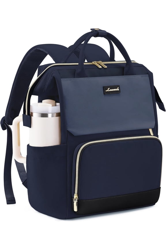 Laptop Backpack for Women with Giant Tumbler Pockets, 15.6 Inch Large Capacity Travel Work Backpack, Waterproof School Bag for Nurse Teacher, College Bookbag, Cute Casual Daypack