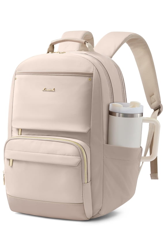 Laptop Backpack for Women with Large Capacity Cup Pocket, 15.6 inch Work Purse Travel Bag for Teacher Nurse, Waterproof Computer Business Back Pack, Cute Bookbag for School College, Black