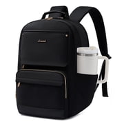 LOVEVOOK Laptop Backpack for Women with Large Capacity Cup Pocket, 15.6 inch Work Purse Travel Bag for Teacher Nurse, Waterproof Computer Business Back Pack, Cute Bookbag for School College, Black