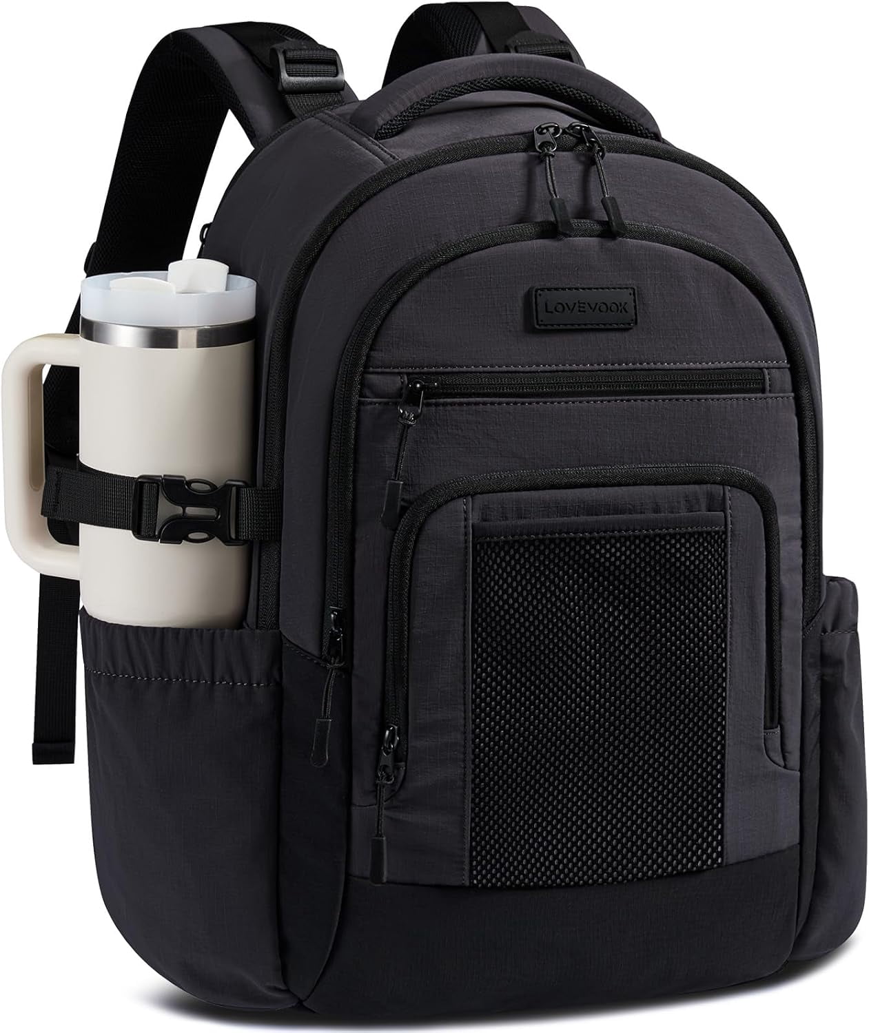 LOVEVOOK Laptop Backpack for Women with Large Cup Holder,15.6 Inch Work Computer Bag with Chest Buckle Back Pad Shoulder Buckle,Waterproof Business Backpack College Teacher Bag for Gift Travel