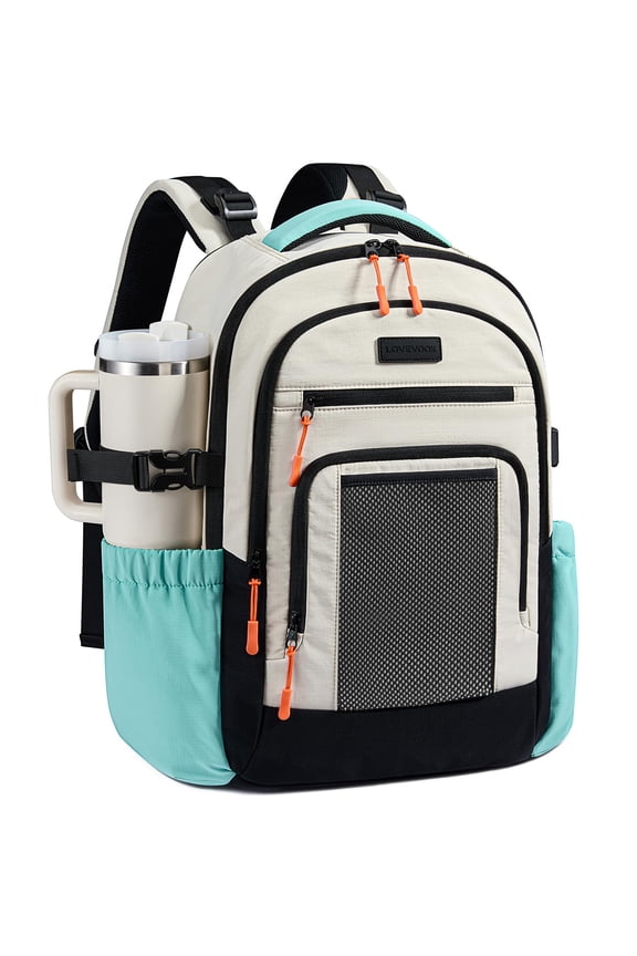 Laptop Backpack for Women with Large Cup Holder,15.6 Inch Work Computer Bag with Chest Buckle Back Pad Shoulder Buckle, Waterproof Business Backpack College Teacher Bag