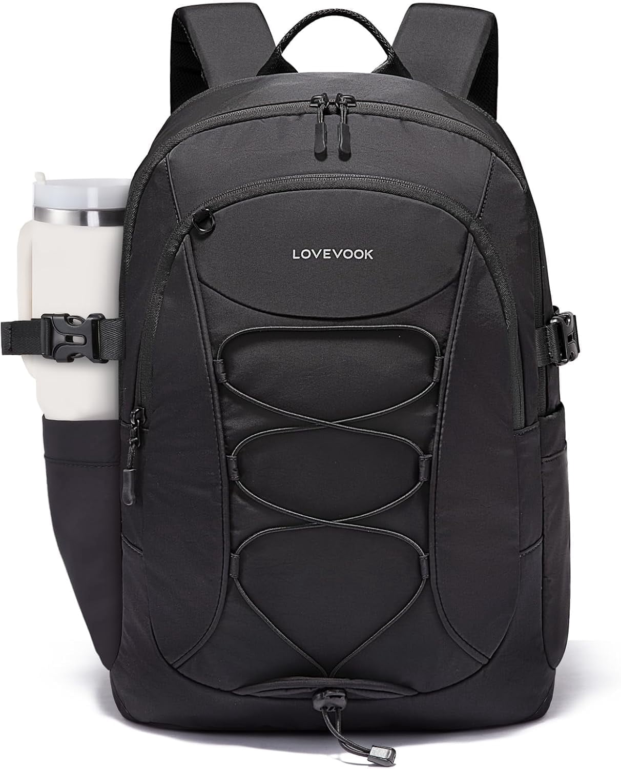 LOVEVOOK Laptop Backpack for Women with Pouch Pocket for Large Capacity Cup,15.6 Inch Work Computer Laptop Bag College Teacher Backpack Purse,Lightweight Travel Hiking Overnight Bag,White-Bean Green