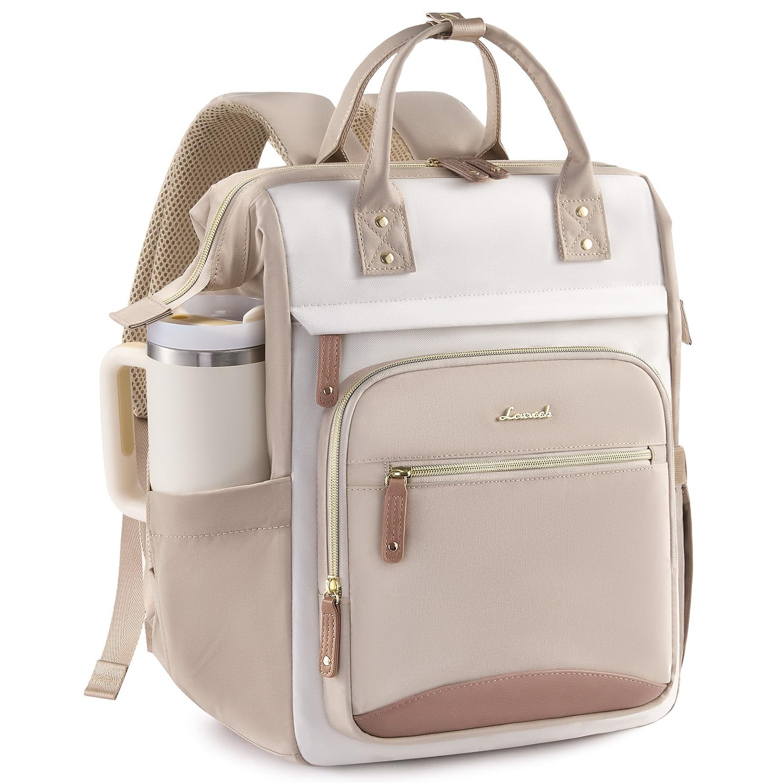 LOVEVOOK Laptop Backpack for Women Work Bag with Large Capacity Cup Side Pocket, 15.6 Inch Waterproof Computer Backpacks Purse, College Bookbag for School, Business, Teacher, Travel