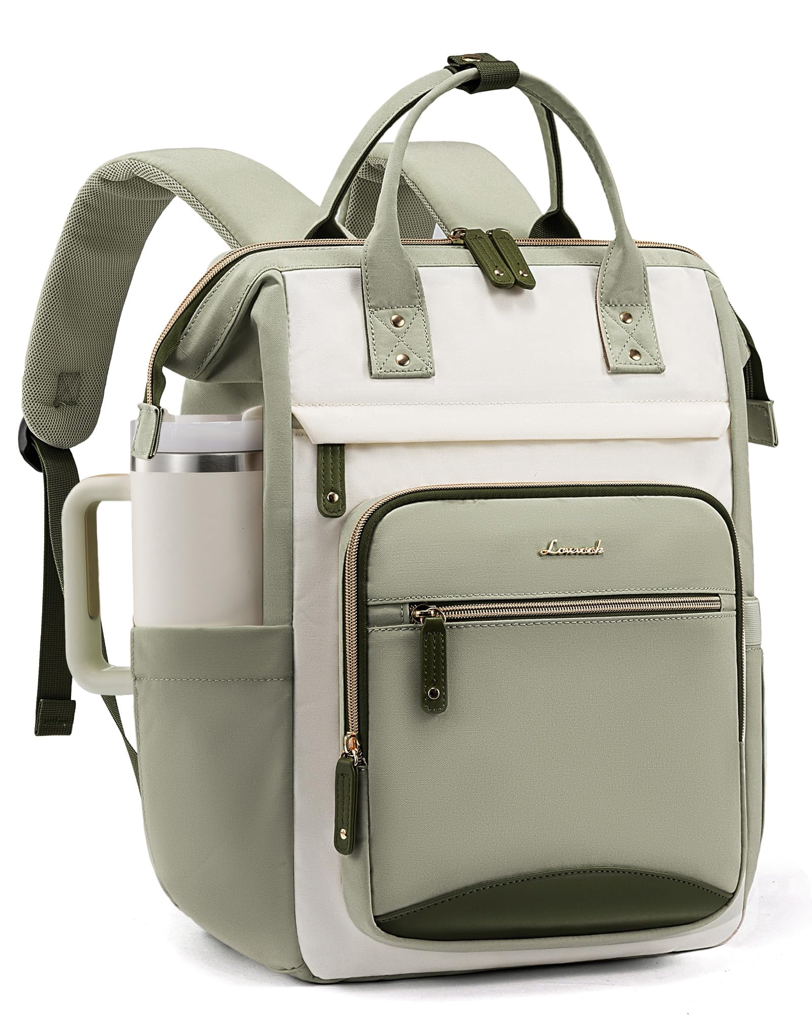 LOVEVOOK Laptop Backpack for Women Work Bag with Large Capacity Cup Side Pocket, 15.6 Inch Waterproof Computer Backpacks Purse, College Bookbag for School, Business, Teacher, Travel