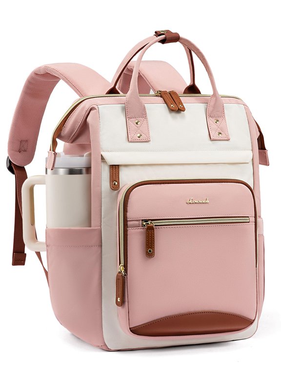 Laptop Backpack for Women Work Bag with Large Capacity Cup Side Pocket, 15.6 Inch Waterproof Computer Backpacks Purse, College Bookbag for School, Business, Teacher, Travel