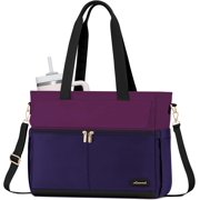 LOVEVOOK Laptop Bag for Women 15.6 Inch Canvas Laptop Large Capacity Work Bags Mutiple Pockets Teacher Bag Water Resistant Computer Bags for Business Travel Nurse, Black Brown