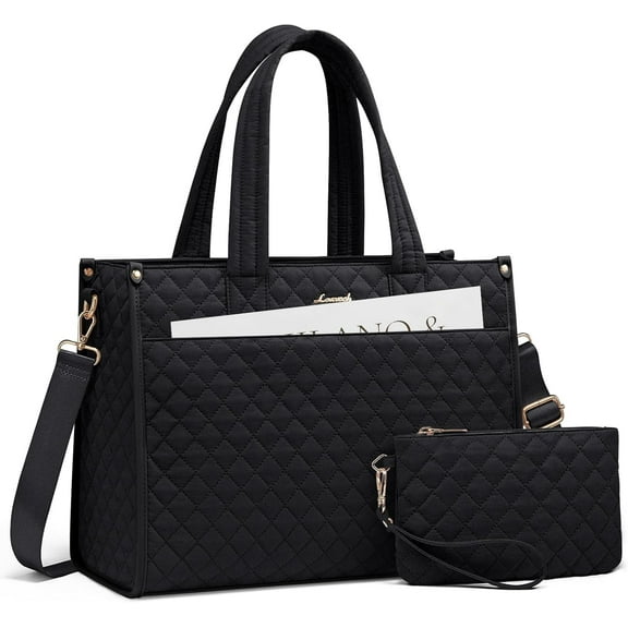 LOVEVOOK Laptop Bag for Women,15.6 Inch Laptop Tote Bag,Quilted Work Tote Bags Women, Professional Computer Business Teacher Tote Bag Office Briefcase Purse,Lightweight Shoulder Travel