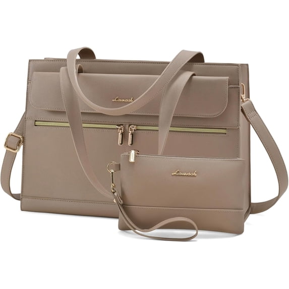 LOVEVOOK Laptop Bag for Women 15.6 Inch Tote Work Professional Leather Computer Briefcase Waterproof Handbag Shoulder Large Capacity Business Teacher Office Crossbody Purse