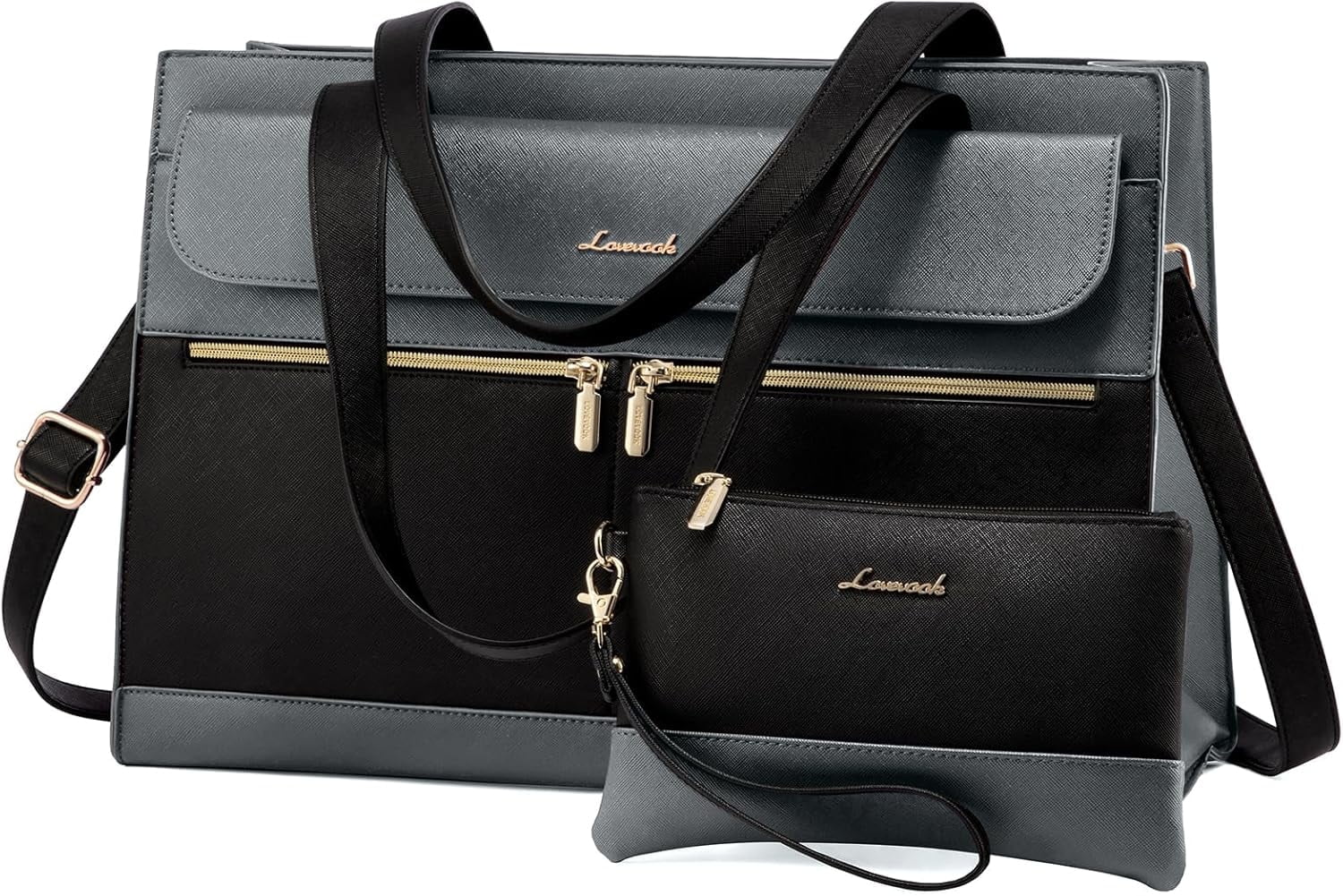 LOVEVOOK Laptop Bag for Women 15.6 Inch Tote Work Professional Leather Computer Briefcase Waterproof Handbag Shoulder Large Capacity Business Teacher Office Crossbody Purse