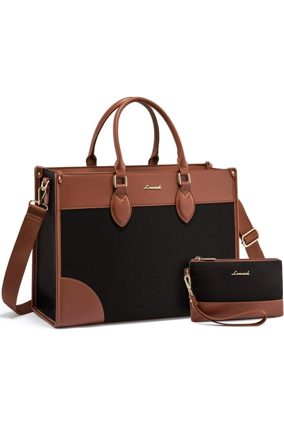 Laptop Bag for Women 15.6 lnch,Waterproof Laptops Tote Bags for Womens,Professional Work Bags for Women with Cup Holder,Large Laptop Purse Computer Briefcase Office Teacher Clutch Bag,2 PCS