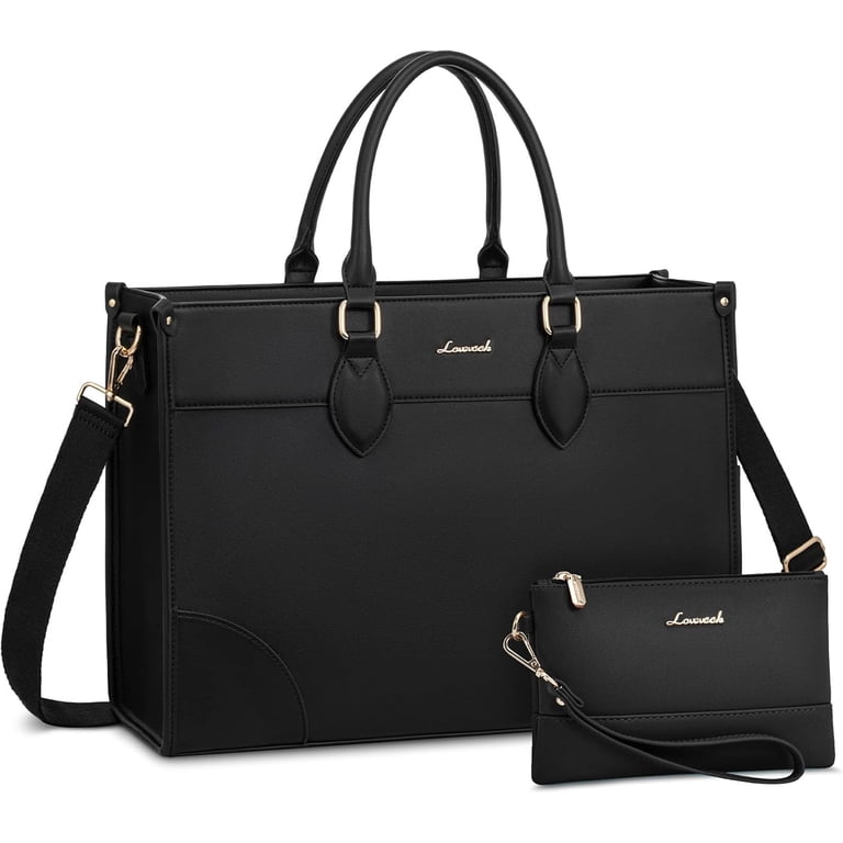 LOVEVOOK 2-in-1 Laptop Tote Bag For Women - 15.6" Waterproof Leather Briefcase With Detachable Clutch, 12 Pockets