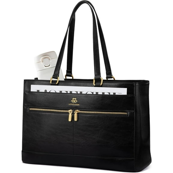 LOVEVOOK Laptop Bag for Women,15.6 Inch Vintage Work Tote Bags for Women,Leather Teacher Bag,Large Handbag Computer Briefcase