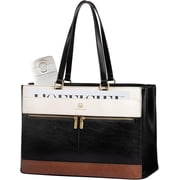 LOVEVOOK Laptop Bag for Women,15.6 Inch Vintage Work Tote Bags for Women,Leather Teacher Bag,Large Handbag Computer Briefcase
