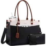 LOVEVOOK Laptop Bag for Women, 2-in-1 Tote Purse with Clutch & Cup Holder, Waterproof Briefcase for Work Travel
