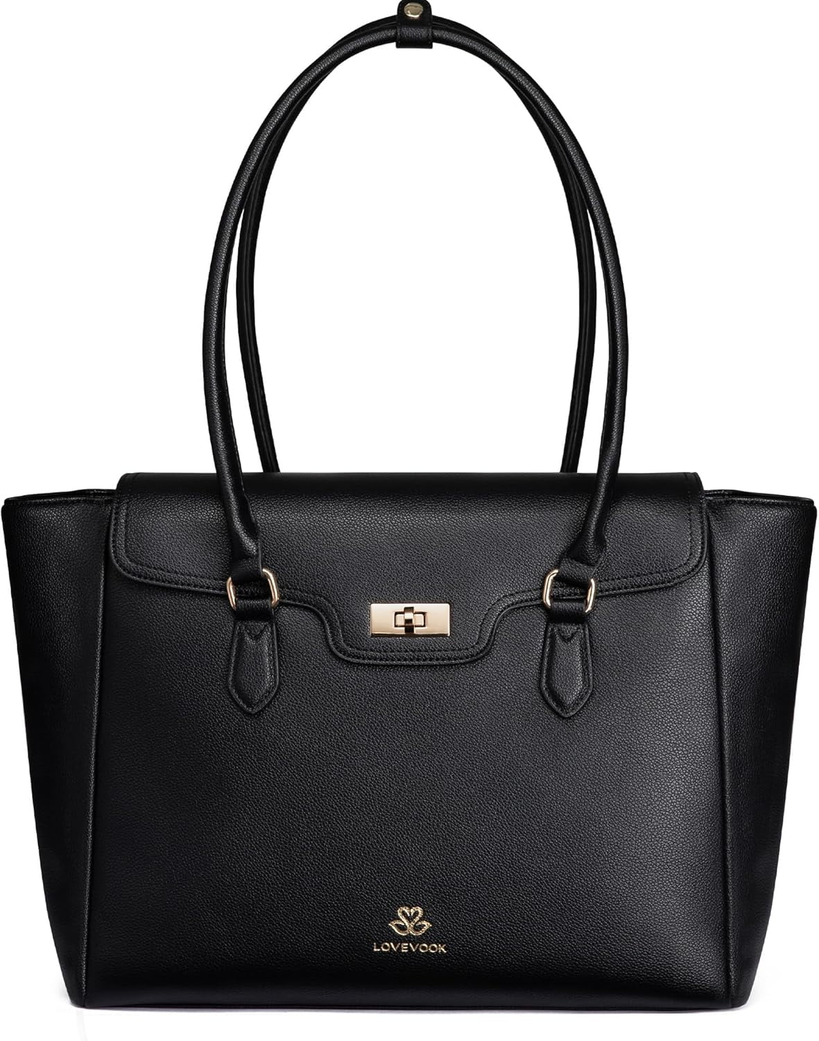 LOVEVOOK Laptop Bag for Women Soft Leather Work Bag, Office Shoulder Tote Purse Professional Briefcase with Flap Design