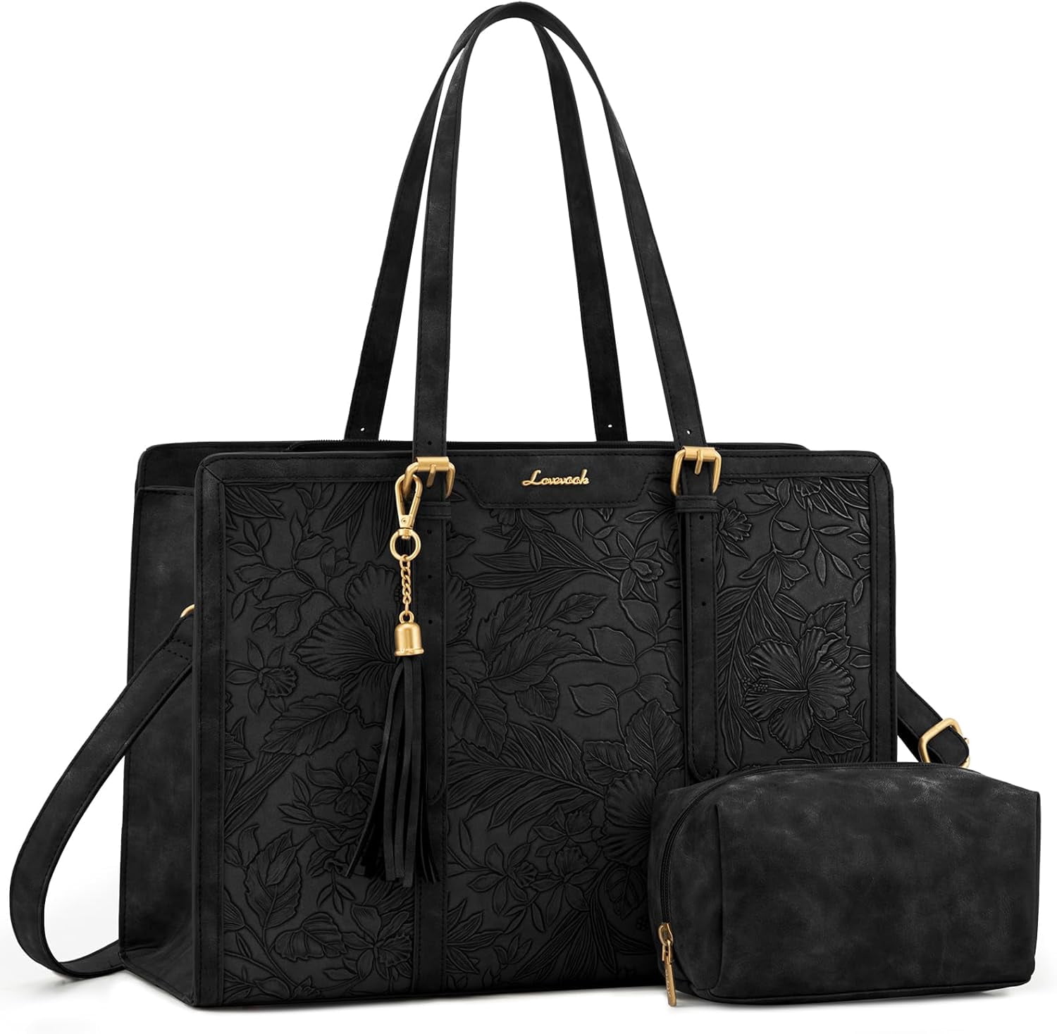 LOVEVOOK Laptop Bag for Women Vintage Leather Laptop Tote 15.6 inch ...