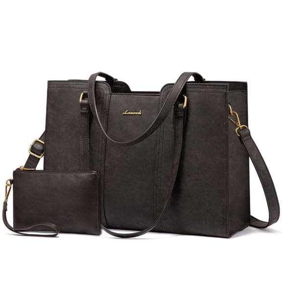LOVEVOOK Laptop Bag for Women - Waterproof Work Bag for Women & Vintage Laptop Tote Purse with Wristlet