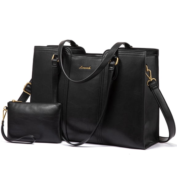 LOVEVOOK Laptop Bag for Women - Waterproof Work Bag for Women & Vintage Laptop Tote Purse with Wristlet