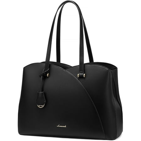 LOVEVOOK Laptop Tote Bag for Women, Work Bags Laptop Bag Teacher Tote Bag, Leather Computer Bag Large Purses Handbag Professional Briefcase, Black, Fits 15.6 Inch Laptop, Black