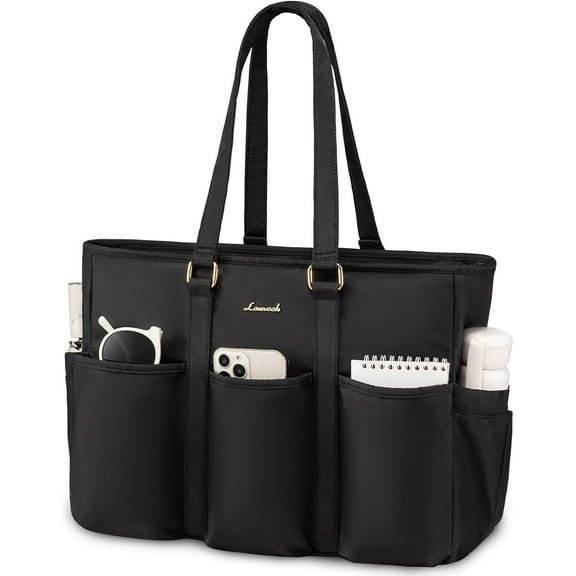 LOVEVOOK Laptop Tote Bag for Women Work, Teacher Tote Bag Nurse Bag With Large Cup Holder, Utility Professional Computer Bag For Work/Travel/College/Daily, Large Purse Handbag With Multi Pockets
