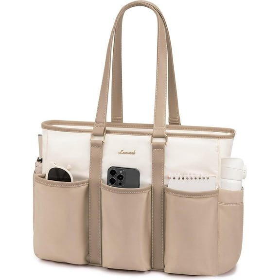 LOVEVOOK Laptop Tote Bag for Women Work, Teacher Tote Bag Nurse Bag With Large Cup Holder, Utility Professional Computer Bag For Work/Travel/College/Daily, Large Purse Handbag With Multi Pockets
