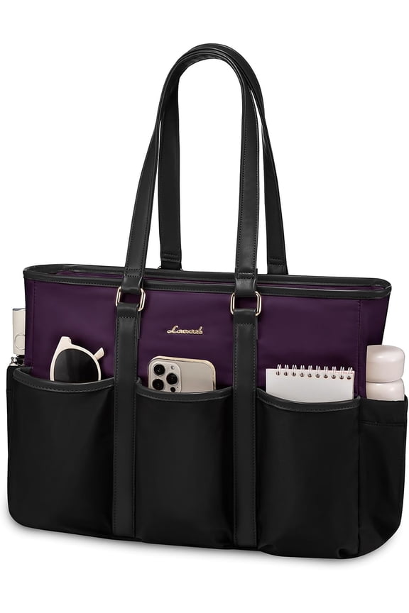 Laptop Tote Bag for Women Work, Teacher Tote Bag Nurse Bag With Large Cup Holder, Utility Professional Computer Bag For Work/Travel/College/Daily, Large Purse Handbag With Multi Pockets