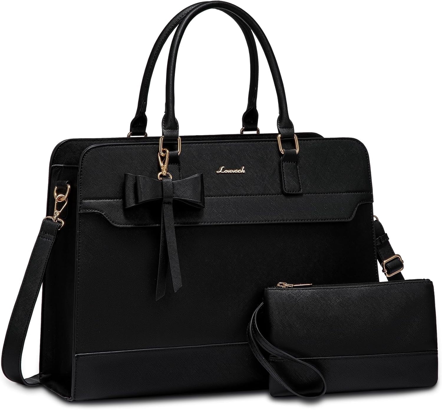 LOVEVOOK Laptop Tote Bag for Women, fits up to 15.6 Inch Large Computer Briefcase Leather Waterproof Business Teacher Bag,Computer Handbag Crossbody Purse,Office Gifts for Women