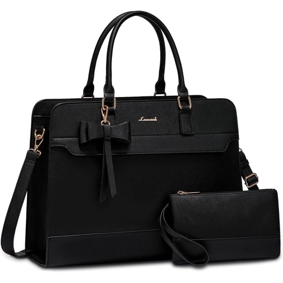 LOVEVOOK Laptop Tote Bag for Women, fits up to 15.6 Inch Large Computer Briefcase Leather Waterproof Business Teacher Bag,Computer Handbag Crossbody Purse,Office Gifts for Women