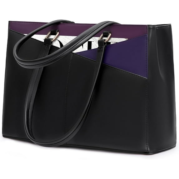 LOVEVOOK Laptop Tote Bag for Women 15.6 Inch Waterproof Leather Computer Bags Business Office Work Briefcase Black