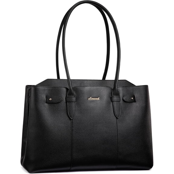 LOVEVOOK Laptop Tote Bag for Women, 15.6 Inch Waterproof Leather Computer Work Purse with Zipper for Teacher & Travel