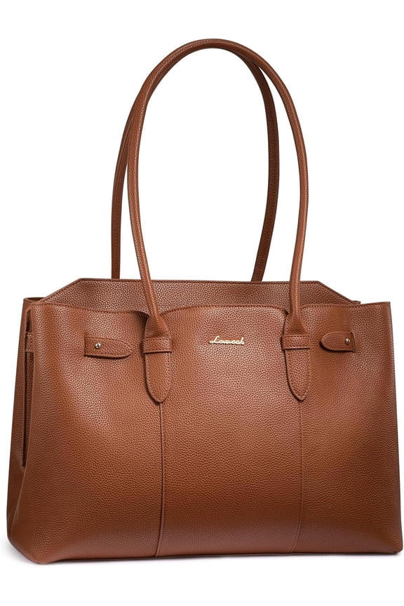 Laptop Tote Bag for Women, 15.6 Inch Waterproof Leather Computer Work Purse with Zipper for Teacher & Travel