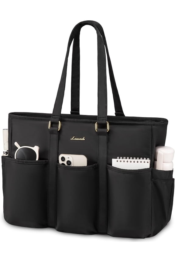 LOVEVOOK Laptop Tote Bag for Women, 15.6 Inch Work Tote with Large Cup Holder, Teacher Nurse College Computer Bag for Daily Use