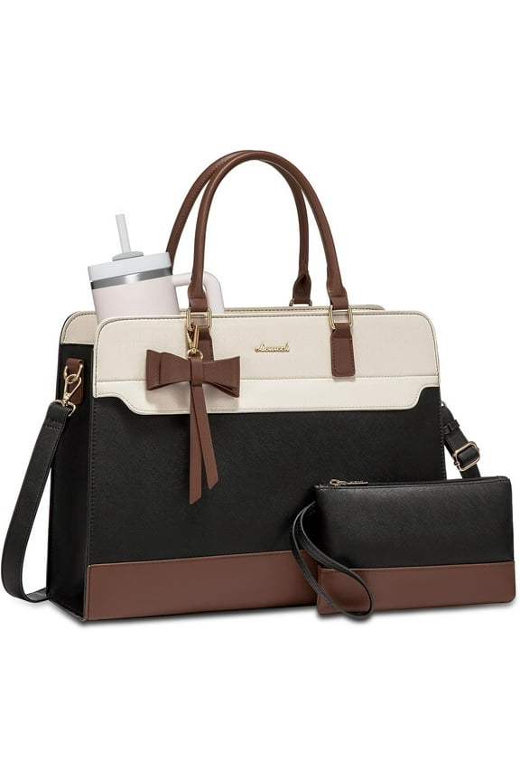 Laptop Tote Bag for Women,Leather Work Bag, Waterproof Business Teacher Bag,Large Computer Handbag Purse Briefcase,Office Gifts for Women