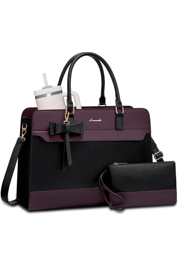 Laptop Tote Bag for Women,Leather Work Bag, Waterproof Business Teacher Bag,Large Computer Handbag Purse Briefcase,Office Gifts for Women