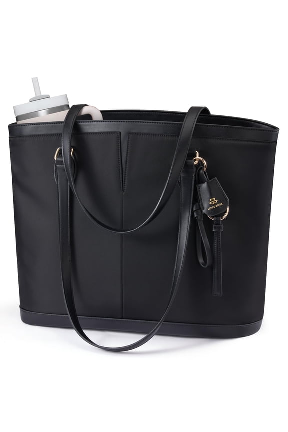Laptop Tote Bag for Women, Lightweight Work Tote with Cup Holder, Waterproof Large Computer Bag for Office Travel